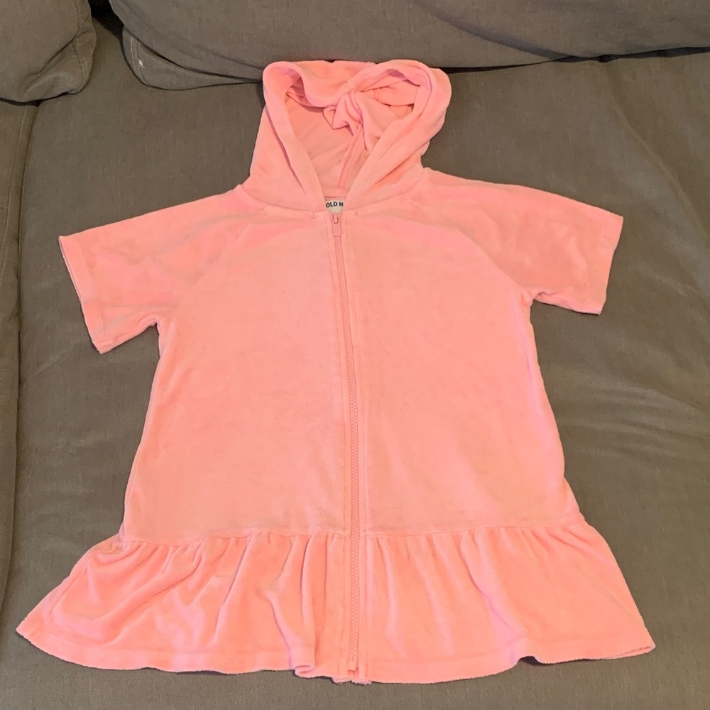 Old Navy Pink Hooded Short-Sleeve Swim Coverup